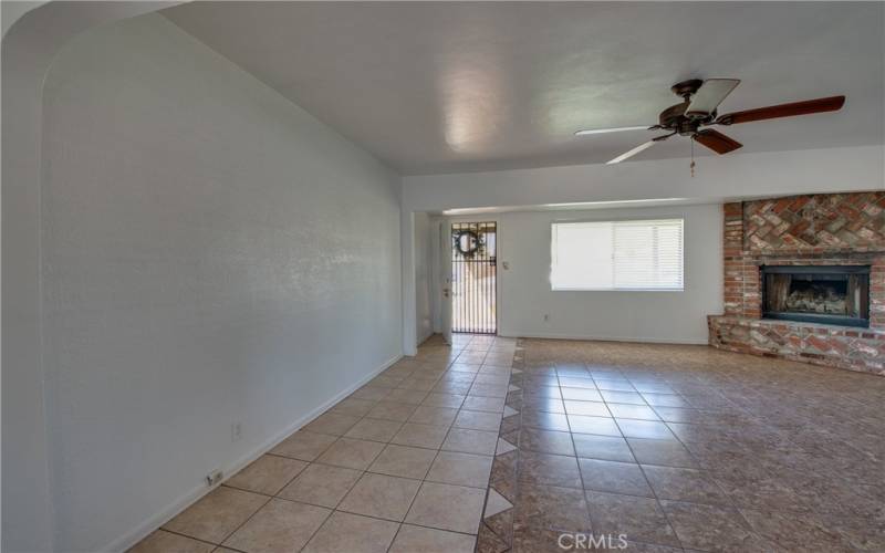 The decorative tile pattern outlines the walkway and living areas.