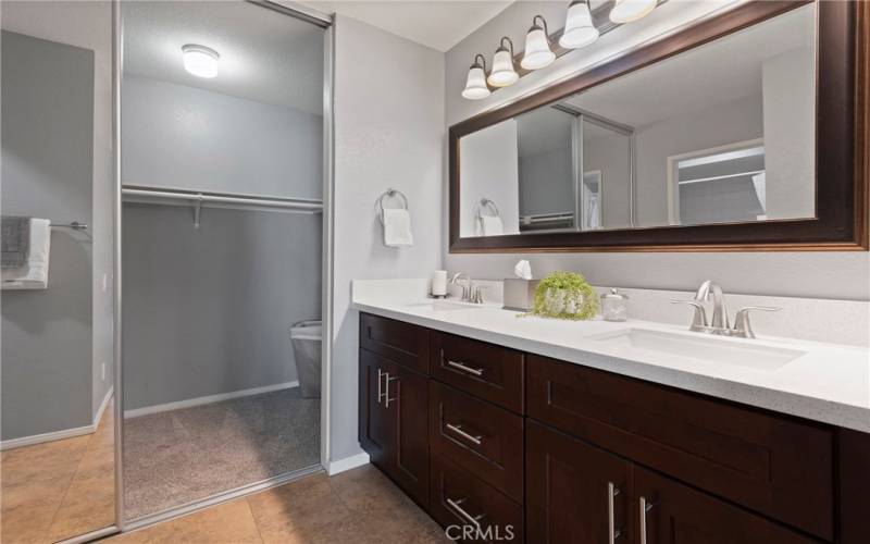 Primary bath with large walk in closet.