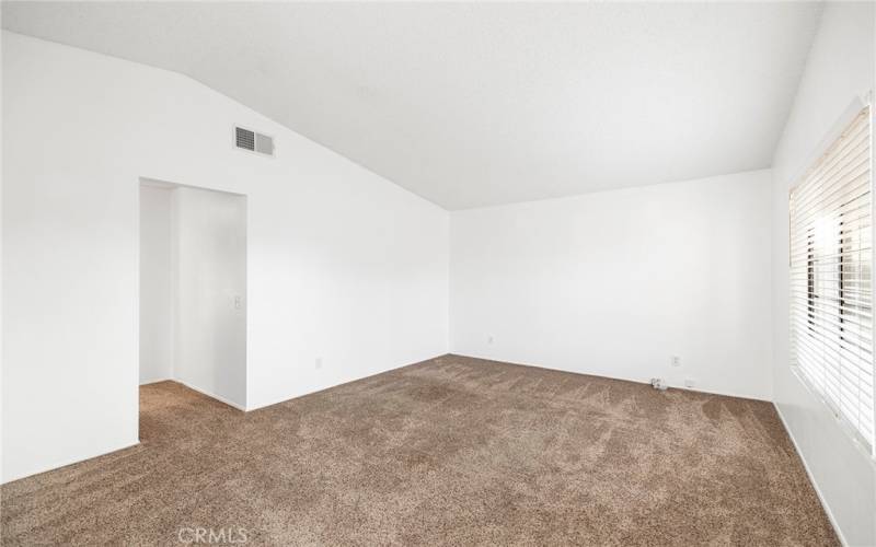 High ceiling family room