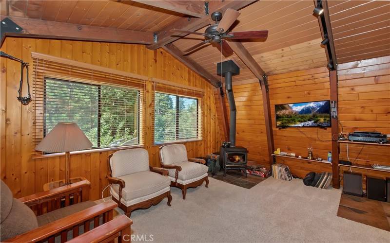 Upstairs Living Room With Wood Burning Stove