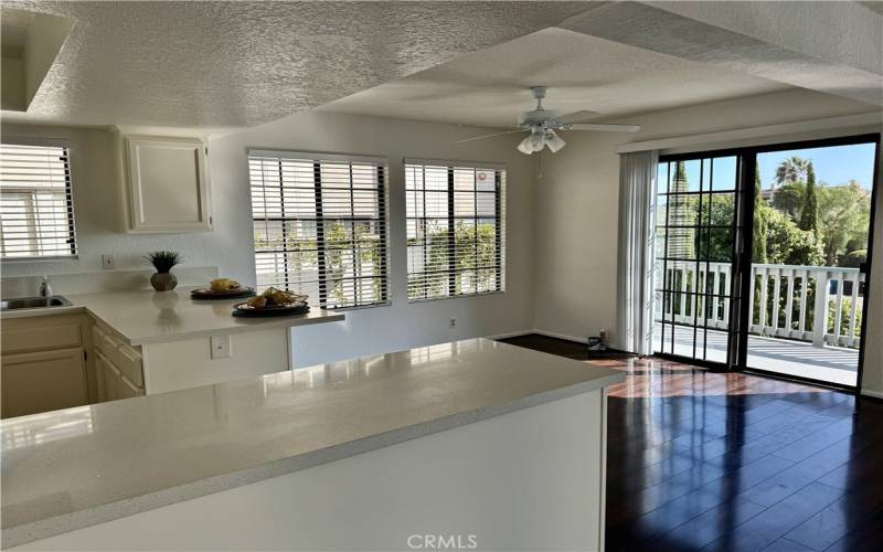 Kitchen opens to balcony