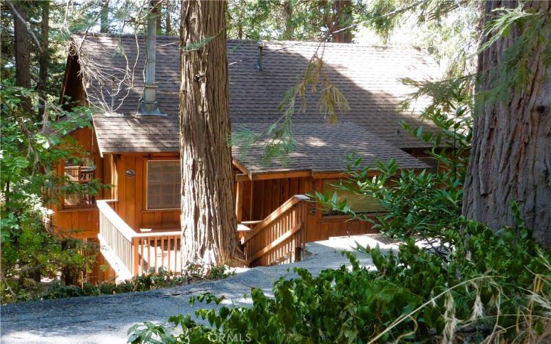 As You Enter The Cabin From The Parking Area, There's Just A Few Steps Down And A Sunny Porch