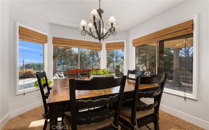 Seating for 6-8 at this family room dining area in kitchen!