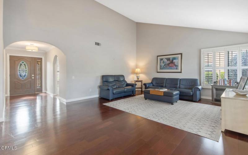 Living room with cathedral ceilings