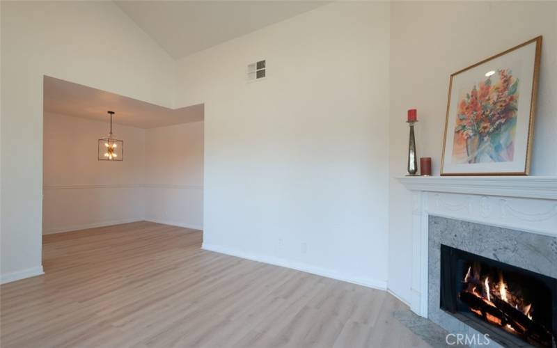 Living area opens to dining room & hallway