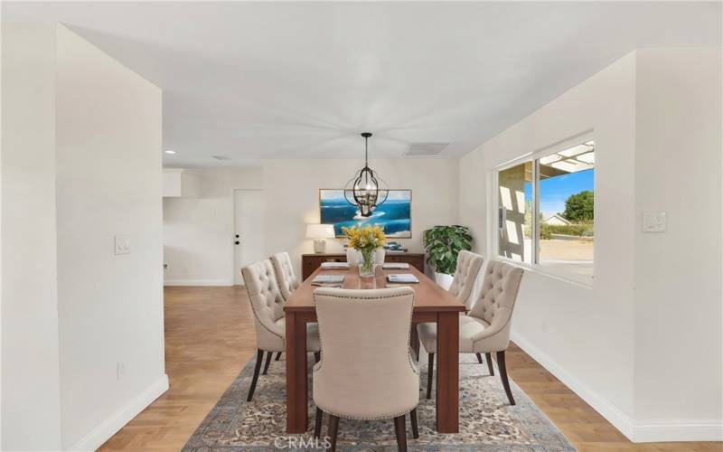 Staged dining area