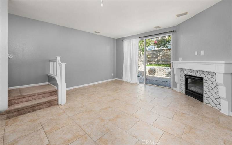 Living Room, Fireplace and Backyard sliding glass door