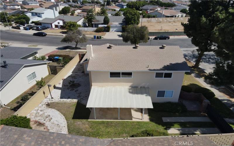 Rear of house and backyard