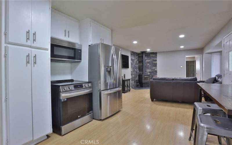 Kitchen looking into living room