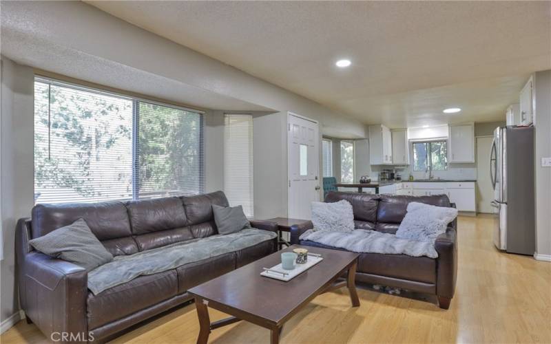 Living room looking into kitchen