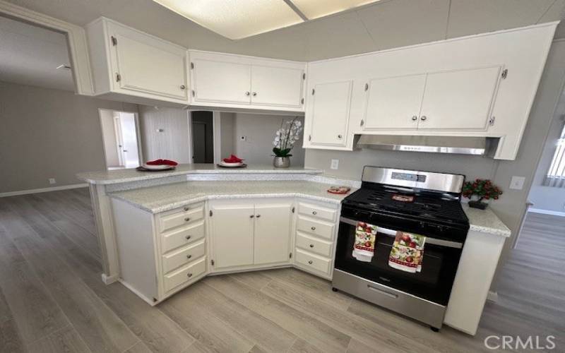 Kitchen with breakfast counter.