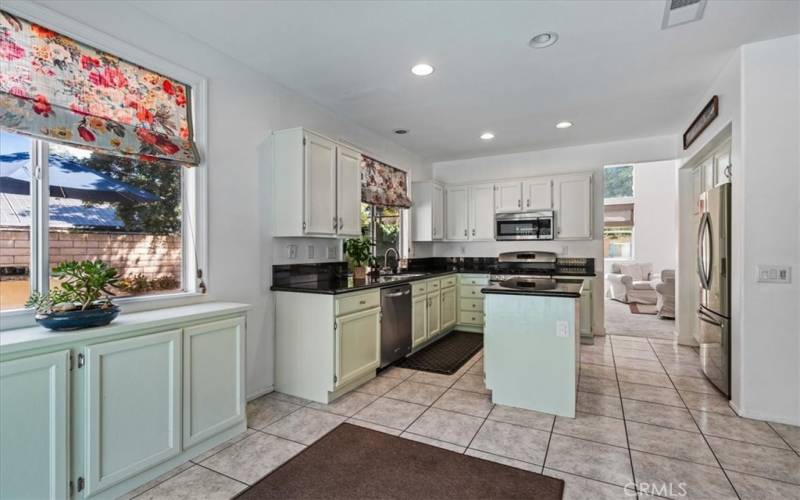 Updated kitchen with stainless appliances.