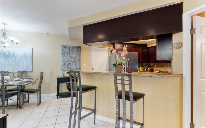 Casual dining at updated kitchen counter.