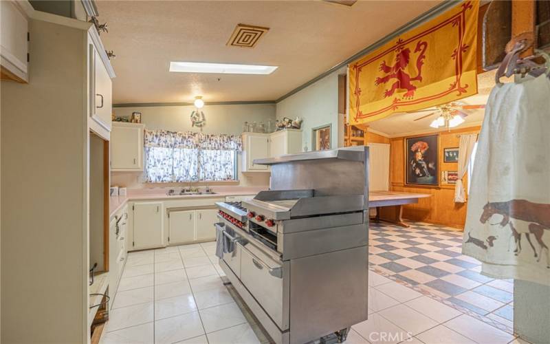 kitchen with commercial grade WOLF range