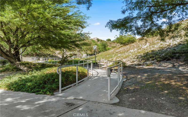 Entry to ball field at end of cul-de-sac