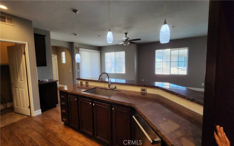 Kitchen overlooks great room