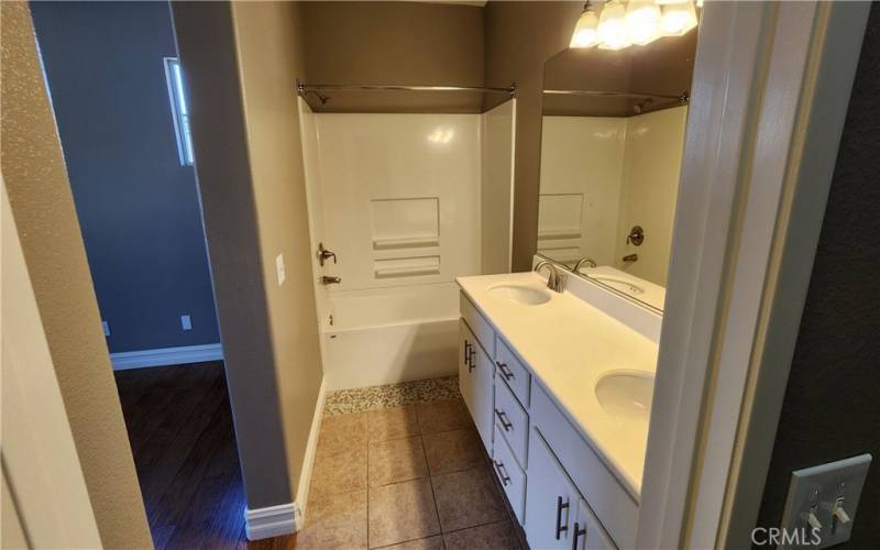 Master bath double sinks and new tub/shower