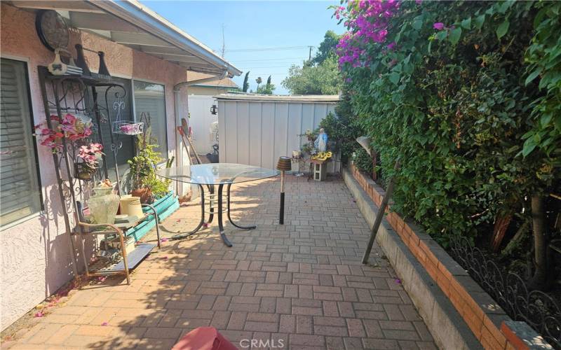 Paved back patio