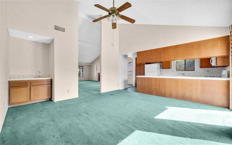 Family room with wet bar