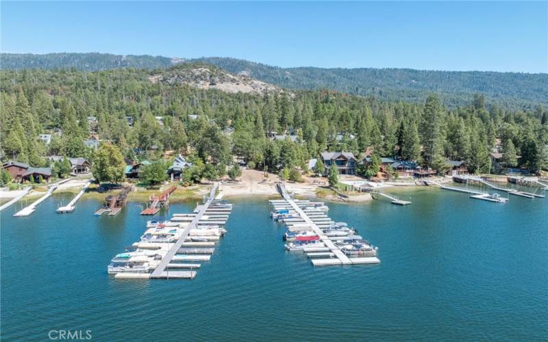 community dock area aerial view