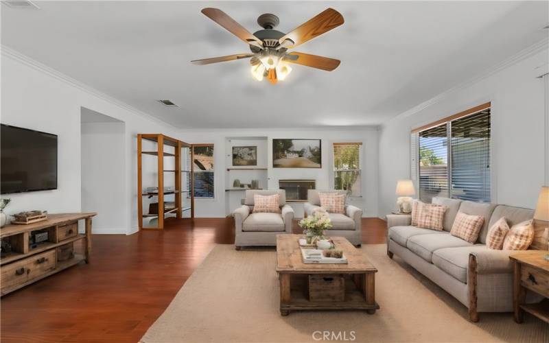 virtually staged family room.