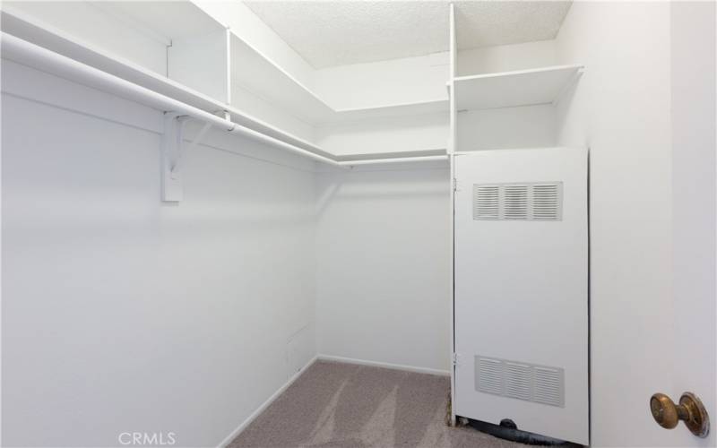 walk in closet, also water heater location