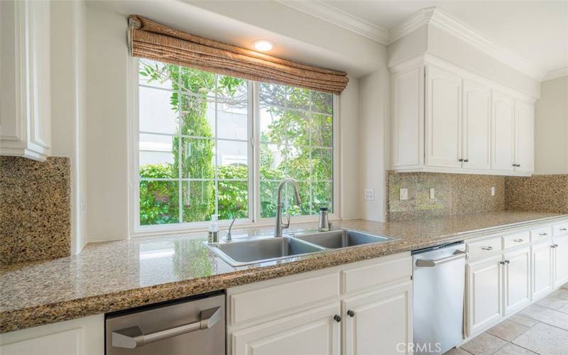 Kitchen sink area and cupboards