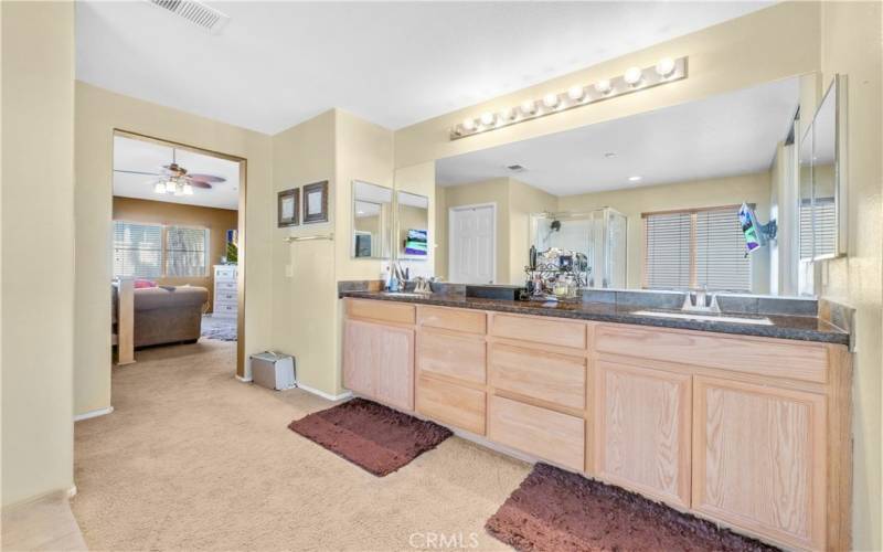 Master bathroom double sinks