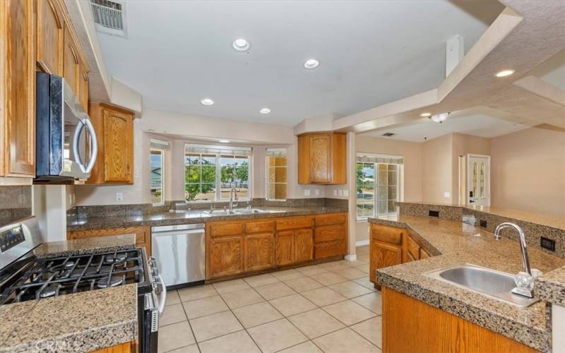 The design of this kitchen makes meal prep easy for one person or a group..