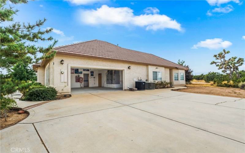 Garage area of driveway and ADU private entrance