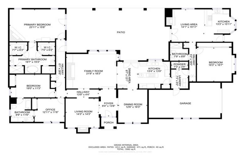 Floorplan of the home with the ADU area on the right.