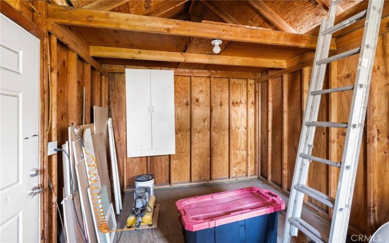 Inside the She Shed with plenty of storage!