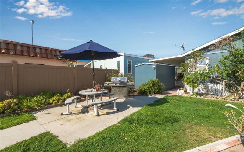 Picnic area behind home.