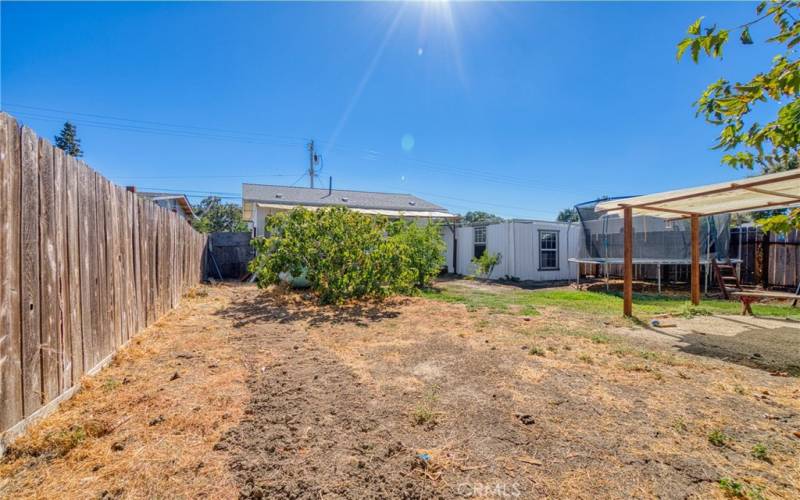 Fully fenced backyard