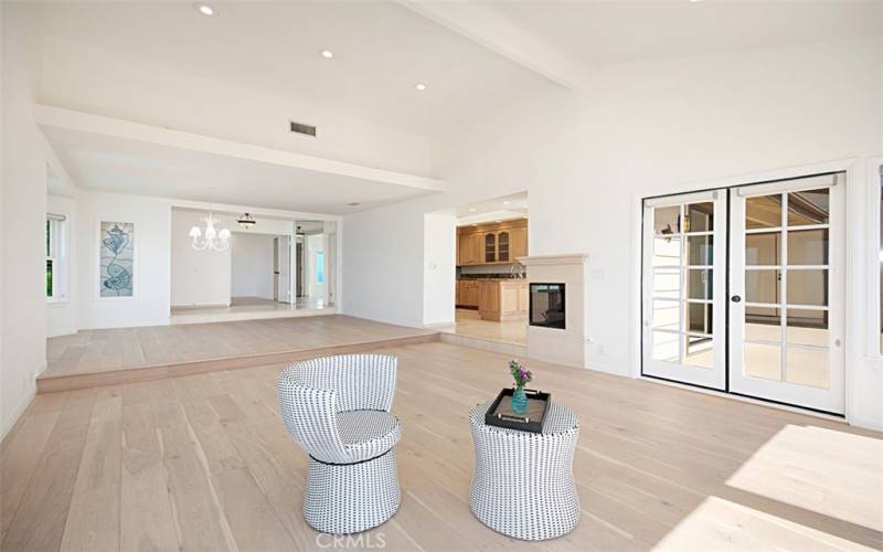 Looking from the spacious living room to the dining room.