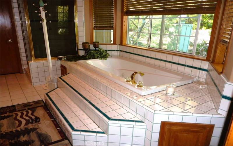 One of the highlights of the master bathroom is the jetted  tub to sooth your weary bones.