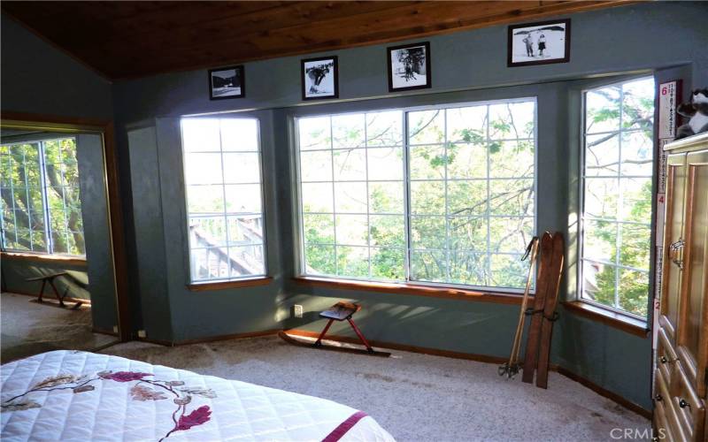 There's lots of light that comes into Bedroom #2 with all the windows that are surrounded by trees.