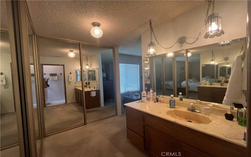 Master bath, two mirrored closets