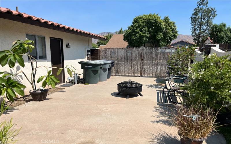 Backyard patio and RV area