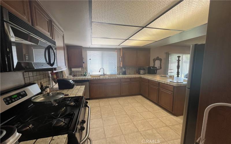 Another view of kitchen; Gas stove