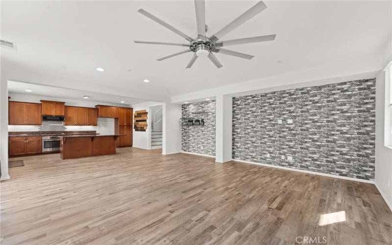 family room and kitchen