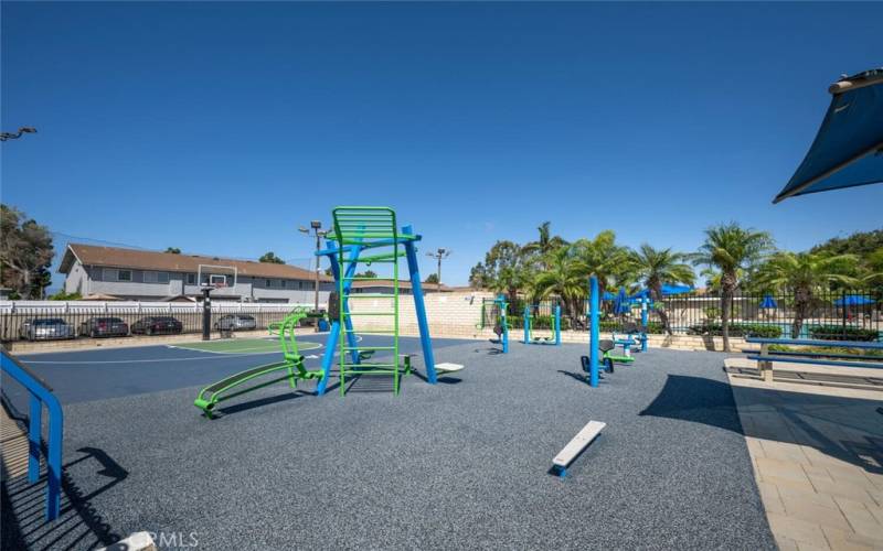 Sports court and exercise area.