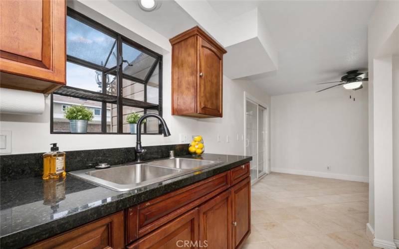 Bay window brightens your kitchen area.