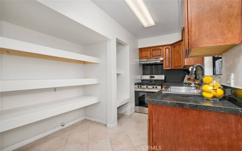 Large pantry shelves.