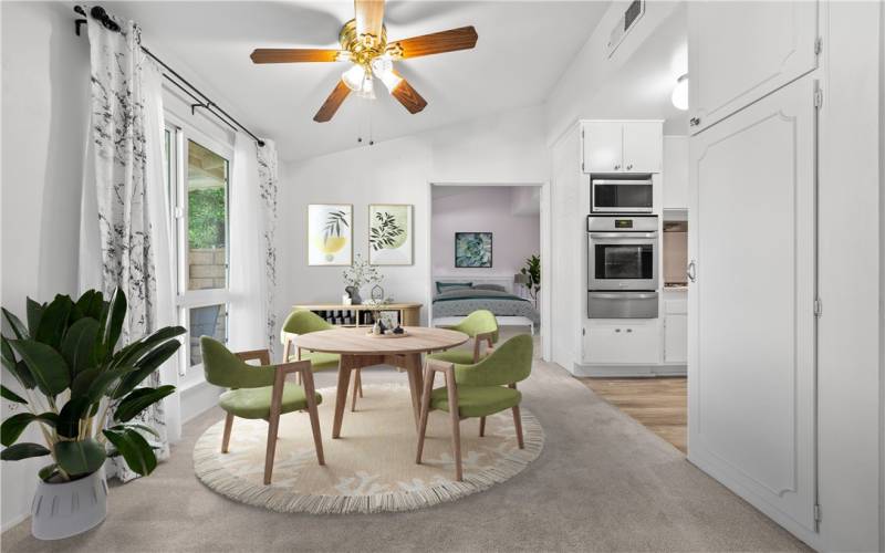 Virtually staged dining area.