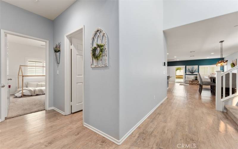 Hallway to bedroom and guest bathroom