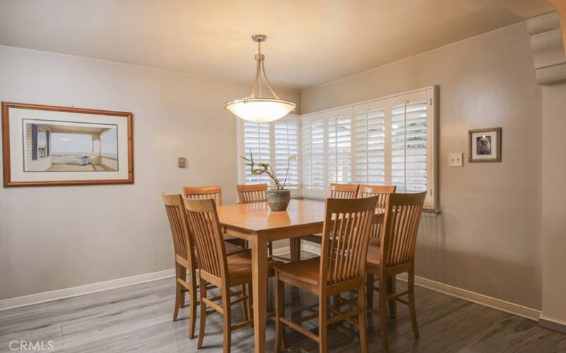 Dinning area with Plantation Shutters