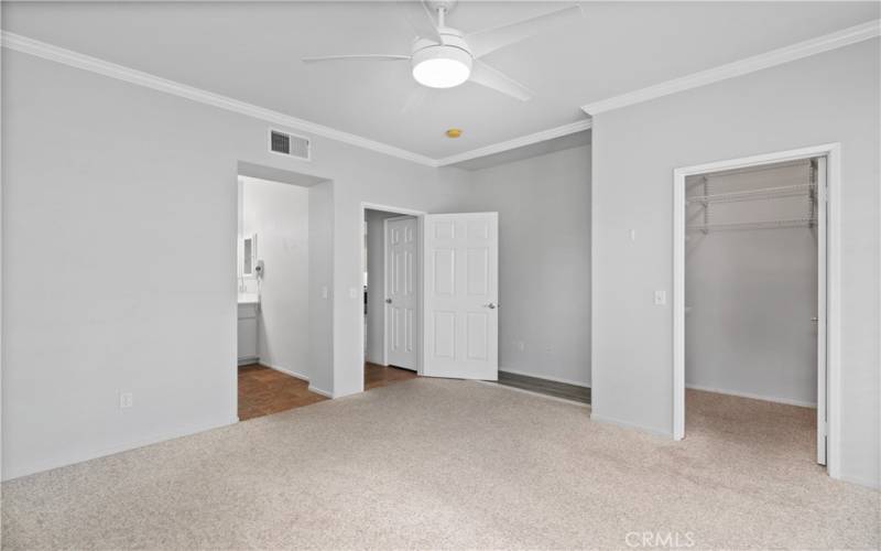 Main bedroom , shows niche and door to walk-in closet