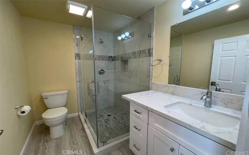 Bathroom with shower.