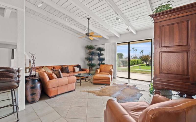 Living Area With Vaulted Ceiling